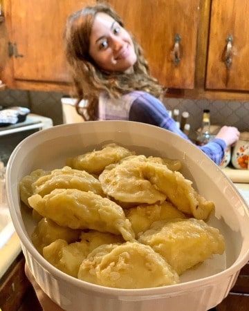 Holly Curran's making food in her kitchen. 